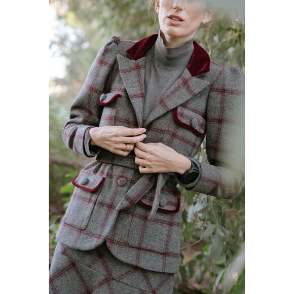 Vanderwilde Valerie Check Jacket in Blue - Picture 2 of 5